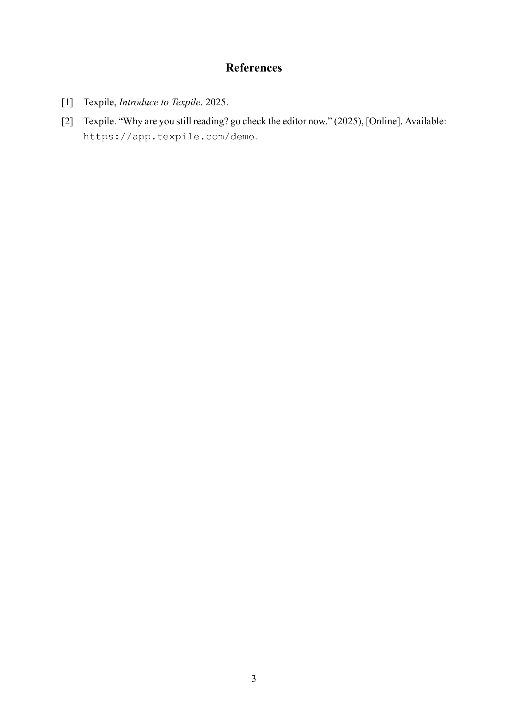 References Page - Automatically generated citation list based on how many references you use.
