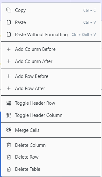 Right Click Menu