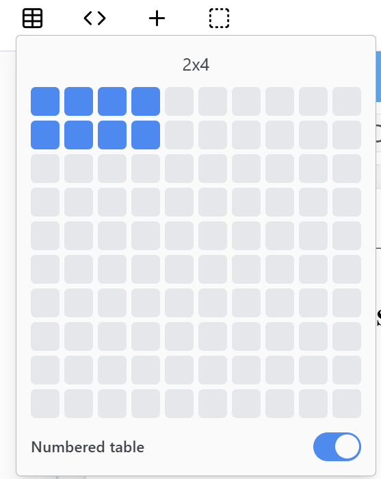 Table Toolbar